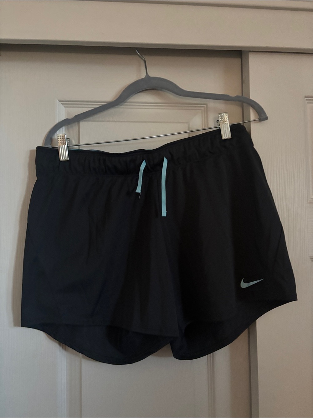 Nike Women's Black Athletic Shorts with Mint Drawcord